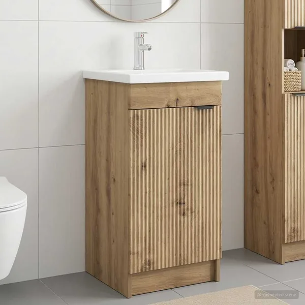 Meuble de salle de bain avec évier Chêne artisanal