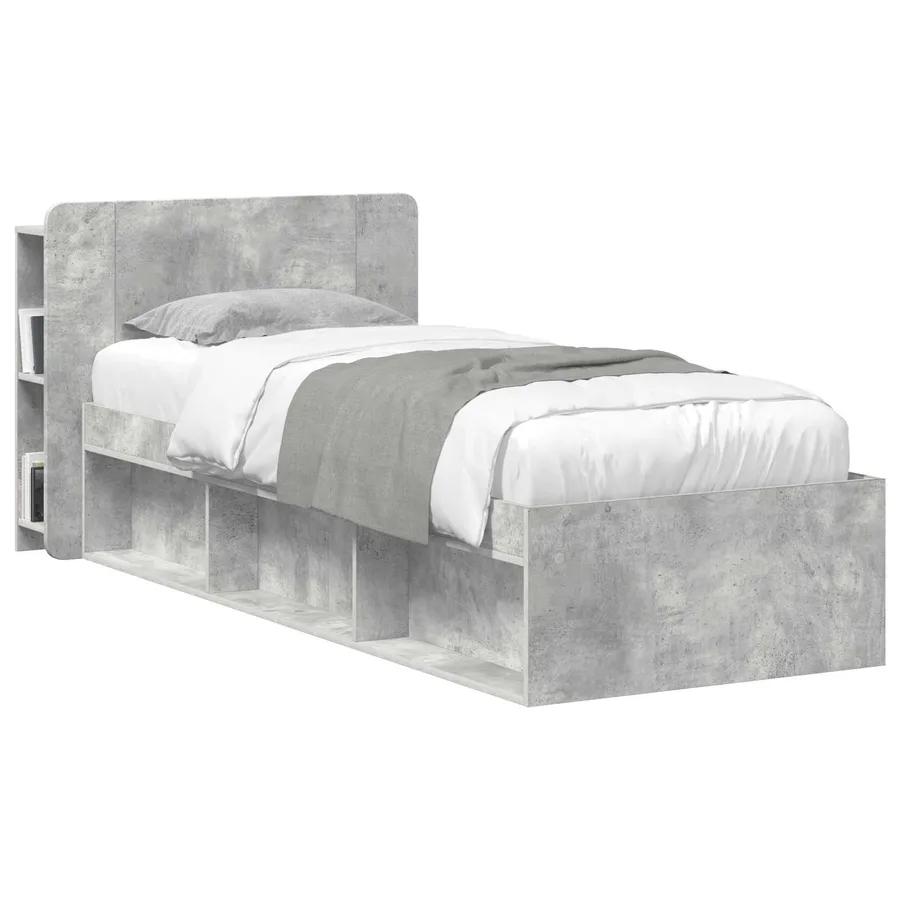 Cabinet de Tête de Lit Gris béton Bois d'ingénierie - 3