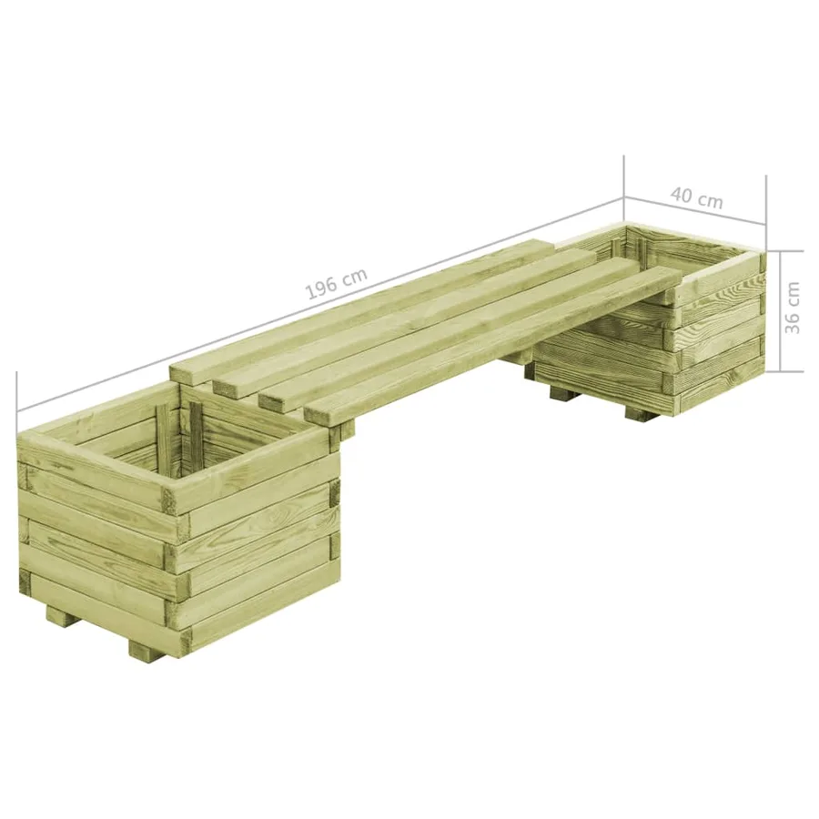 Banc de jardin à jardinières Bois de pin imprégné - 6