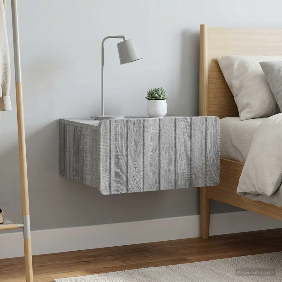 Cabinet de chevet mural 2 pcs Sonoma gris 49 x 34,5 x 24 cm - 4