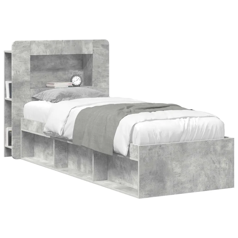 Cabinet de Tête de Lit Gris béton Bois d’ingénierie - 3