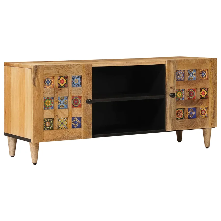 Meuble TV Naturel 105 x 33 x 46 cm Bois de mangue massif