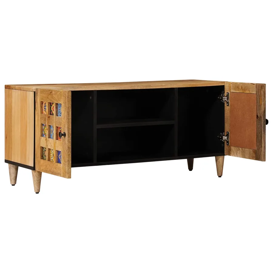 Meuble TV Naturel 105 x 33 x 46 cm Bois de mangue massif - 2