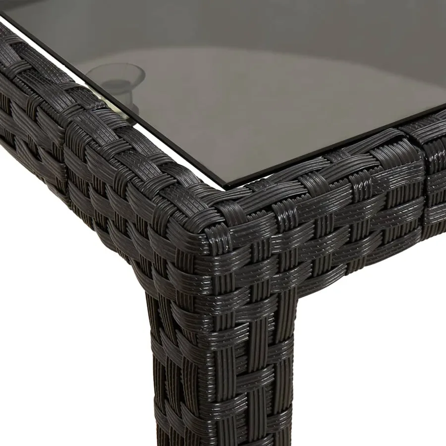 Ensemble à manger de jardin coussins 7pcs Noir Résine tressée - 8