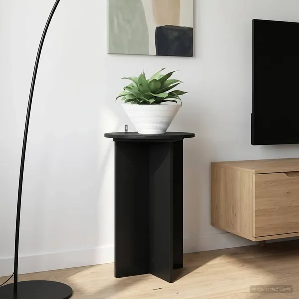 Support de Plante 2 pcs Noir Ø40 x 60 cm Bois d'ingénierie