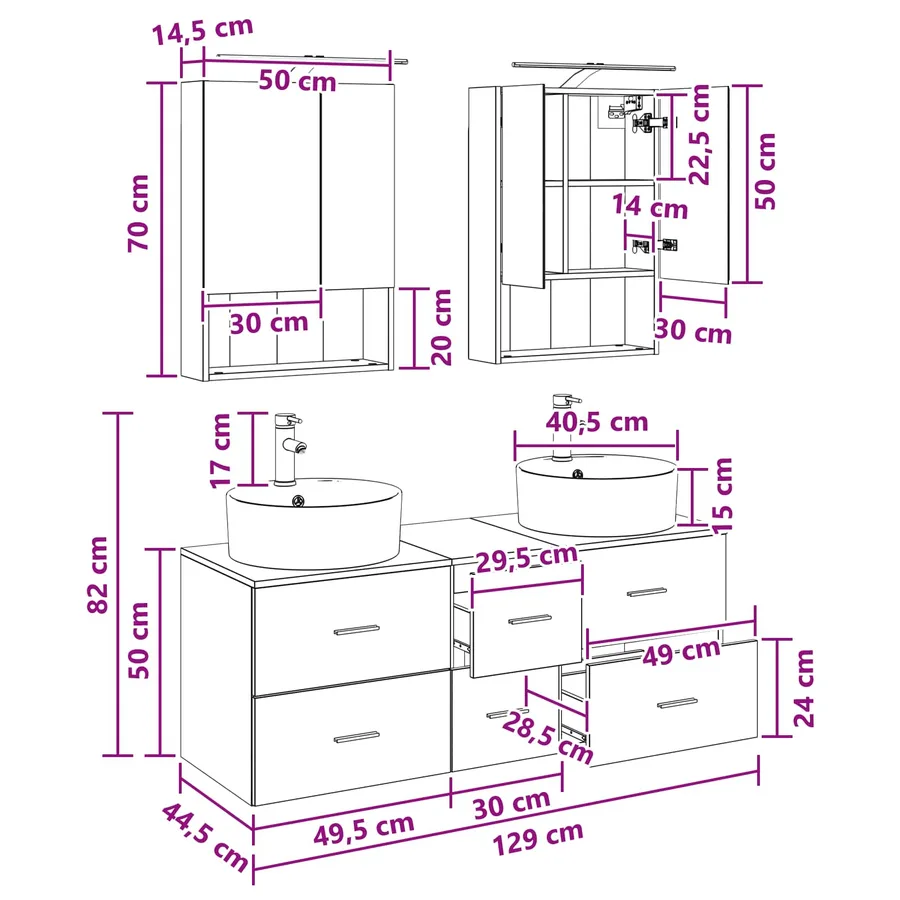Ensemble de mobilier de salle de bain 5 pcs Chêne Sonoma - 14