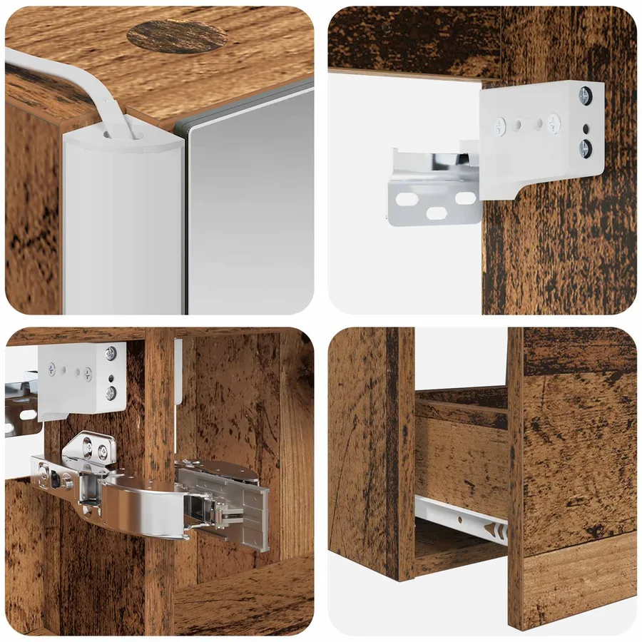 Ensemble de mobilier de salle de bain 4 pcs Bois ancien - 9