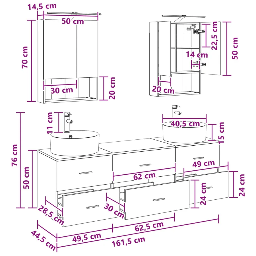 Ensemble de mobilier de salle de bain 5 pcs Bois ancien - 13