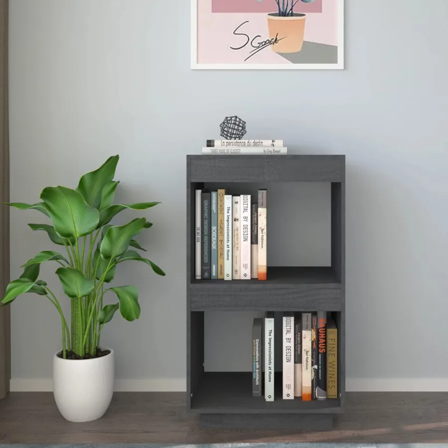 Bibliothèque Gris 40x35x71 cm Bois de pin massif - 3