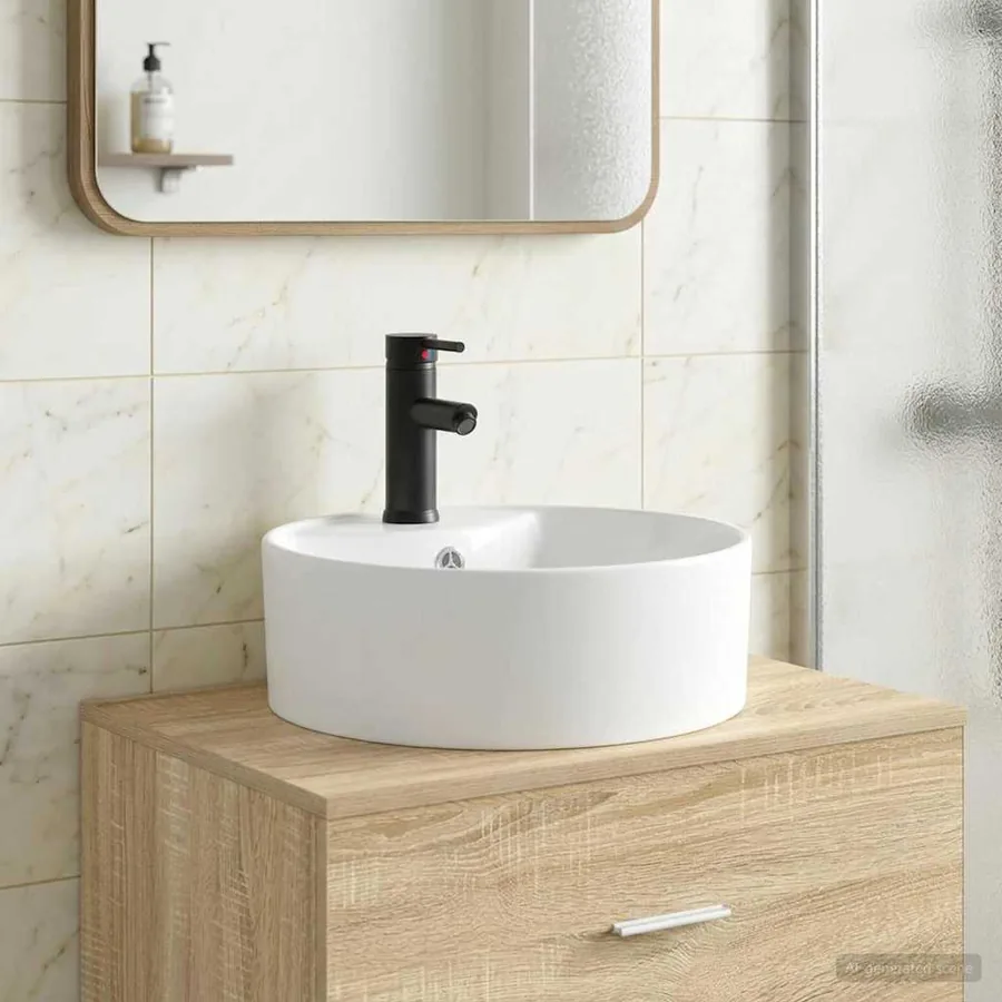 Lavabo de salle de bains Noir Mat 40,5 x 40,5 x 15 cm métal
