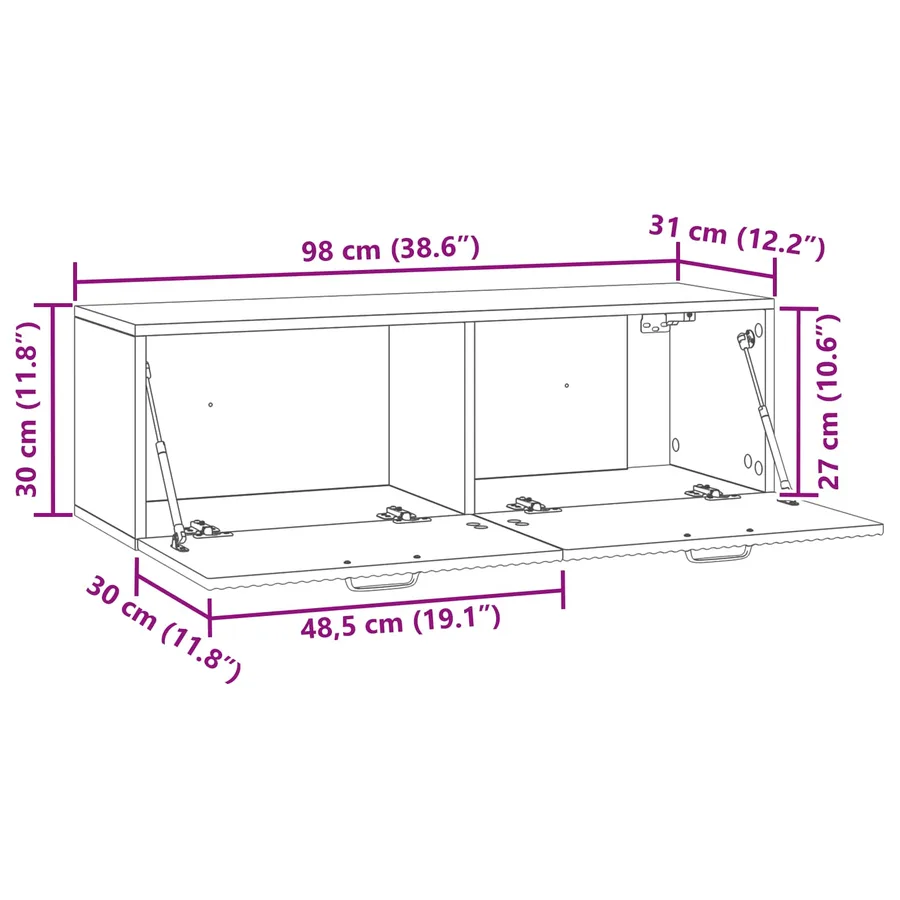Meuble TV mural Blanc 98 x 31 x 30 cm Bois d'ingénierie - 10