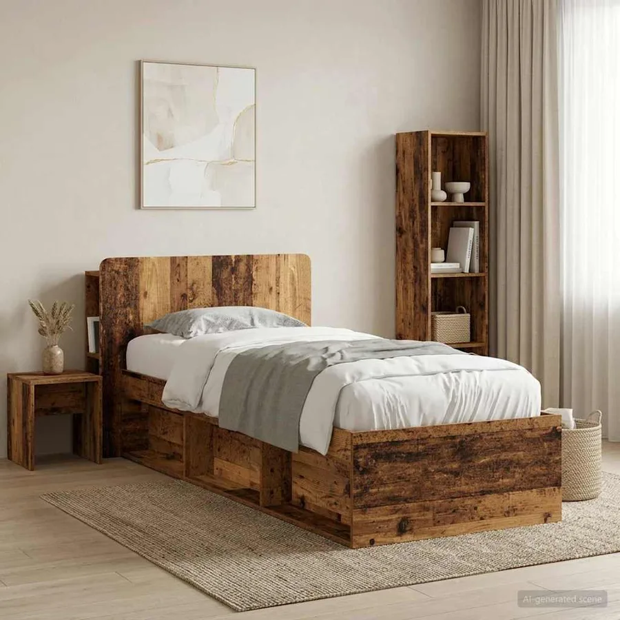 Cabinet de Tête de Lit Bois ancien Bois d'ingénierie - 4
