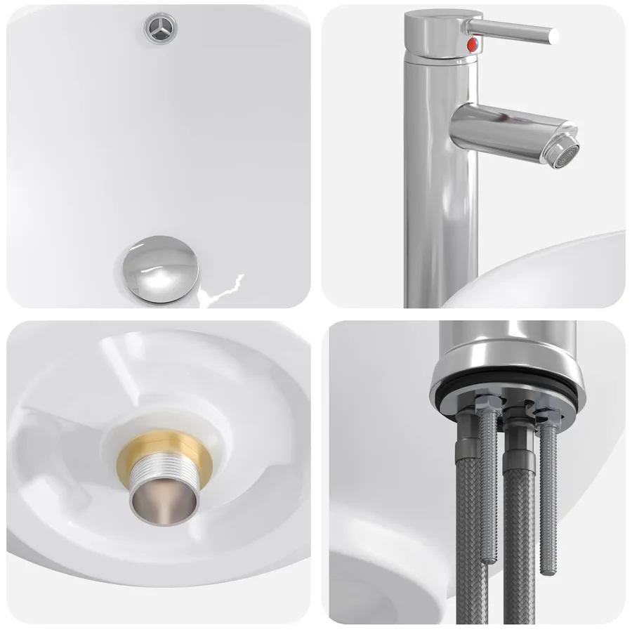 Lavabo de salle de bains Chrome 44 x 44 x 16 cm métal - 8