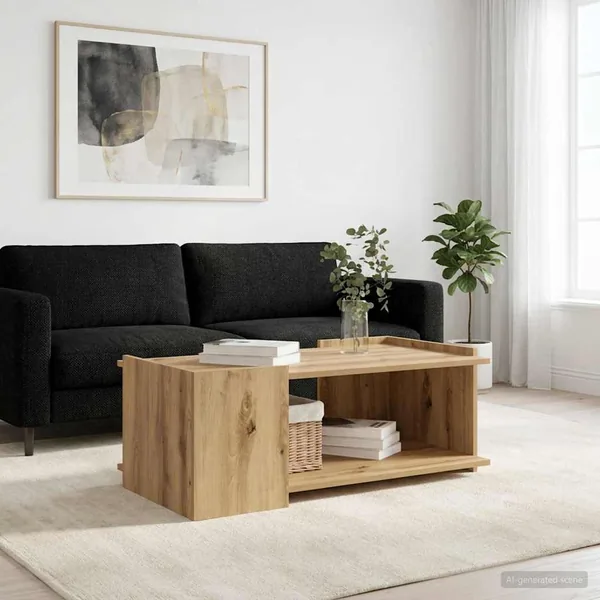 Table basse Chêne artisanal 90 x 50 x 33 cm Bois d'ingénierie