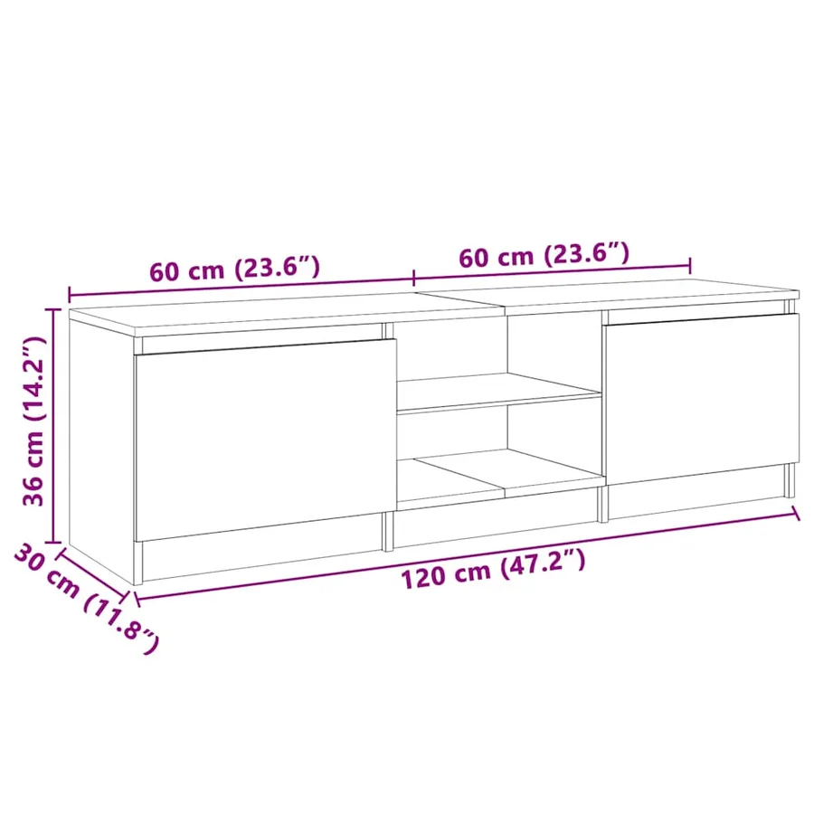Meuble TV avec lumières LED gris béton 120x30x36 cm - 11