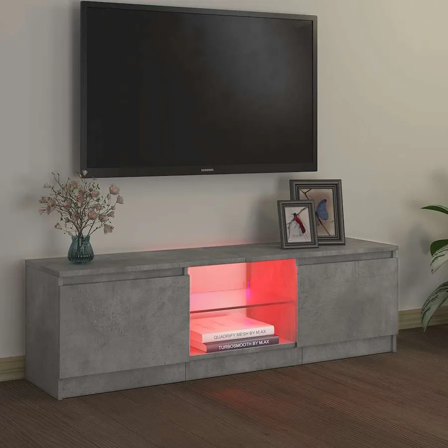 Meuble TV avec lumières LED gris béton 120x30x36 cm - 3