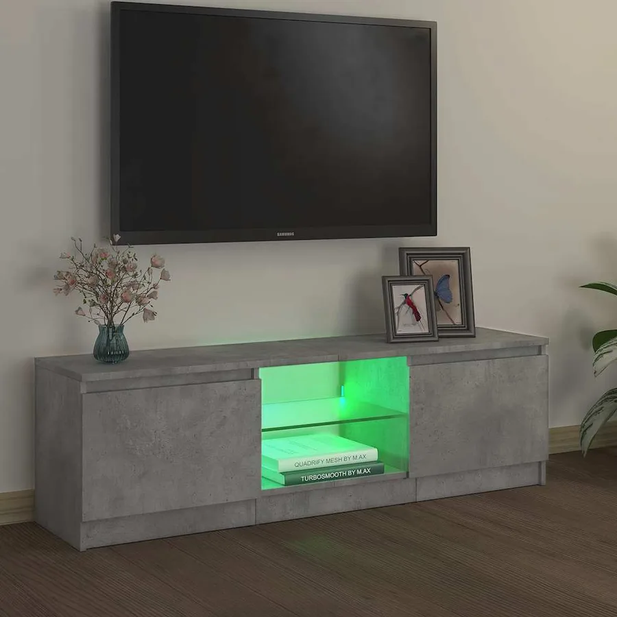 Meuble TV avec lumières LED gris béton 120x30x36 cm - 4