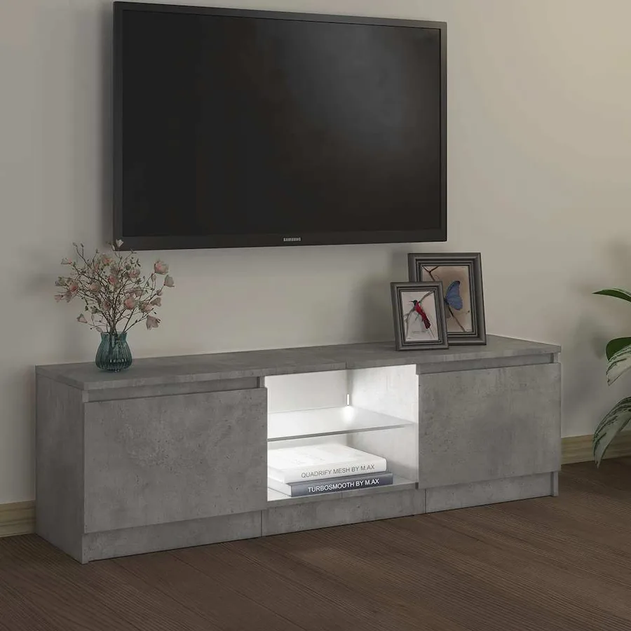 Meuble TV avec lumières LED gris béton 120x30x36 cm - 5