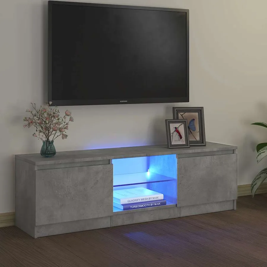 Meuble TV avec lumières LED gris béton 120x30x36 cm - 6