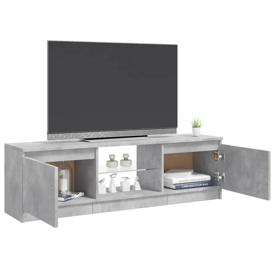 Meuble TV avec lumières LED gris béton 120x30x36 cm - 7