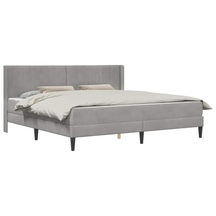 Cadre de lit avec matelas Gris clair 180 x 200 cm Velours - 2