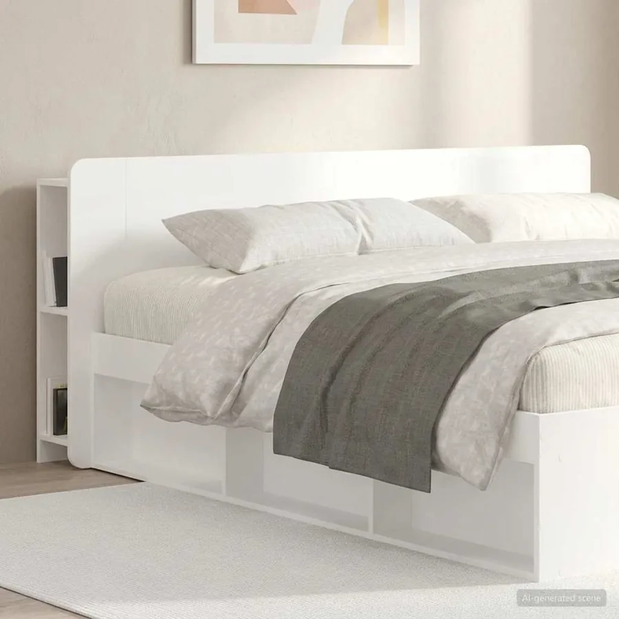 Cabinet de Tête de Lit avec stockage Blanc Bois d'ingénierie - 4