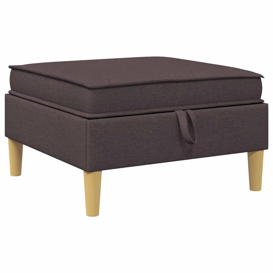 Pouf avec Rangement Marron foncé Tissu - 2