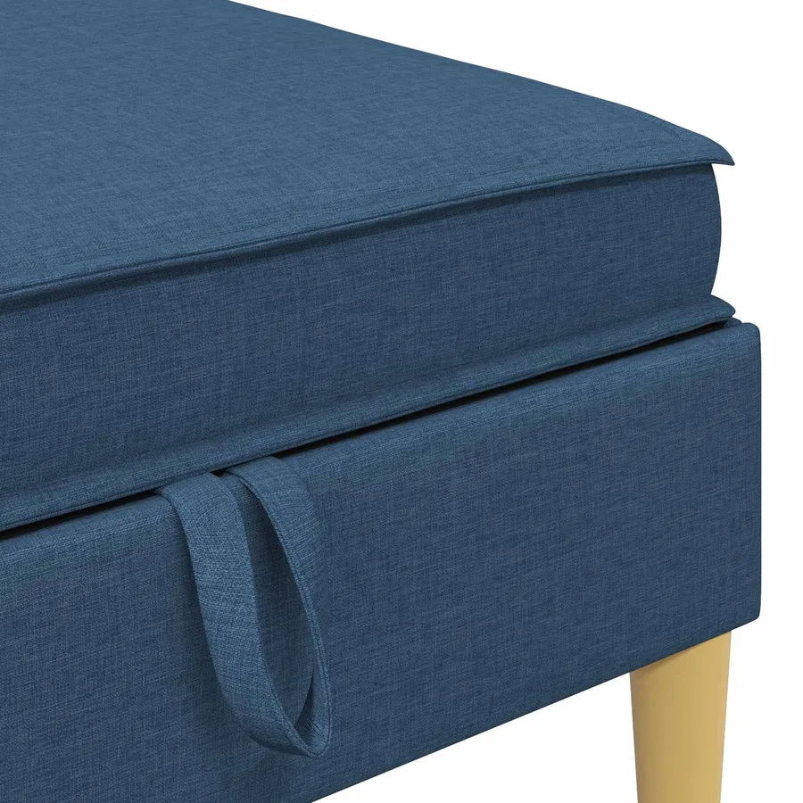 Pouf avec Rangement Bleu Tissu - 7