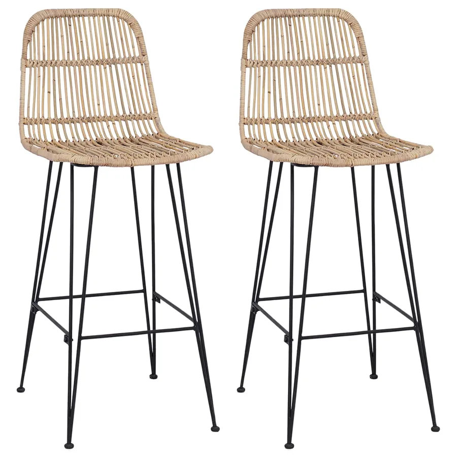 Tabouret de bar 2 pcs Naturel 44 x 55 x 109 cm Rattan et Acier - 2