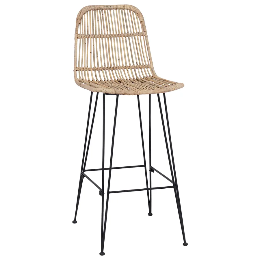 Tabouret de bar 2 pcs Naturel 44 x 55 x 109 cm Rattan et Acier - 4