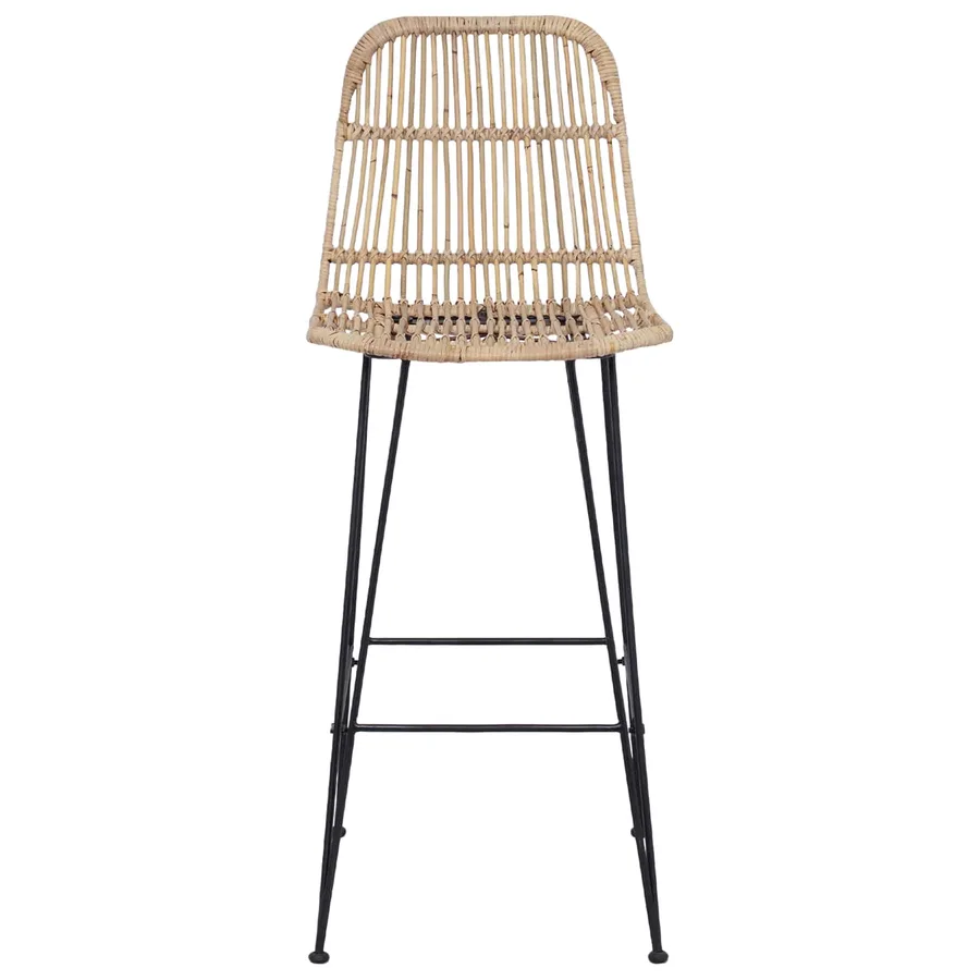 Tabouret de bar 2 pcs Naturel 44 x 55 x 109 cm Rattan et Acier - 5
