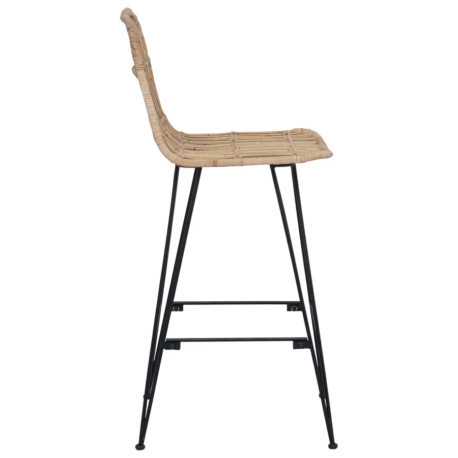 Tabouret de bar 2 pcs Naturel 44 x 55 x 109 cm Rattan et Acier - 6