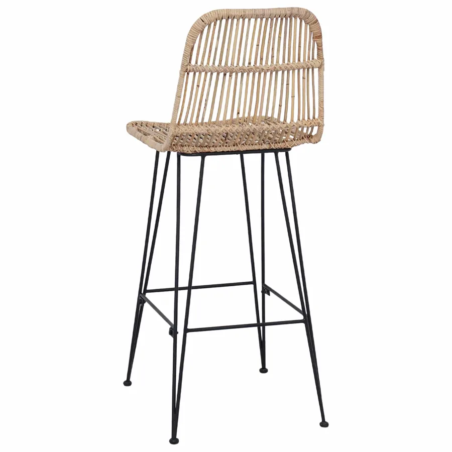 Tabouret de bar 2 pcs Naturel 44 x 55 x 109 cm Rattan et Acier - 7