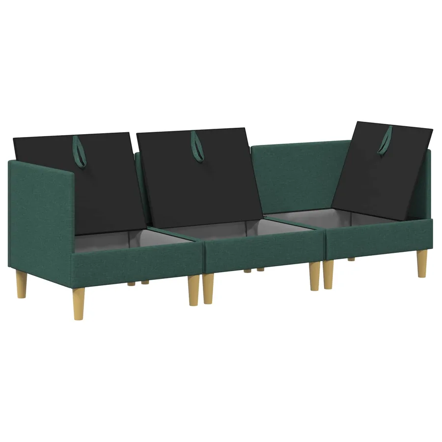 Canapé modulaire avec rangement 3 pcs Vert foncé Tissu - 6