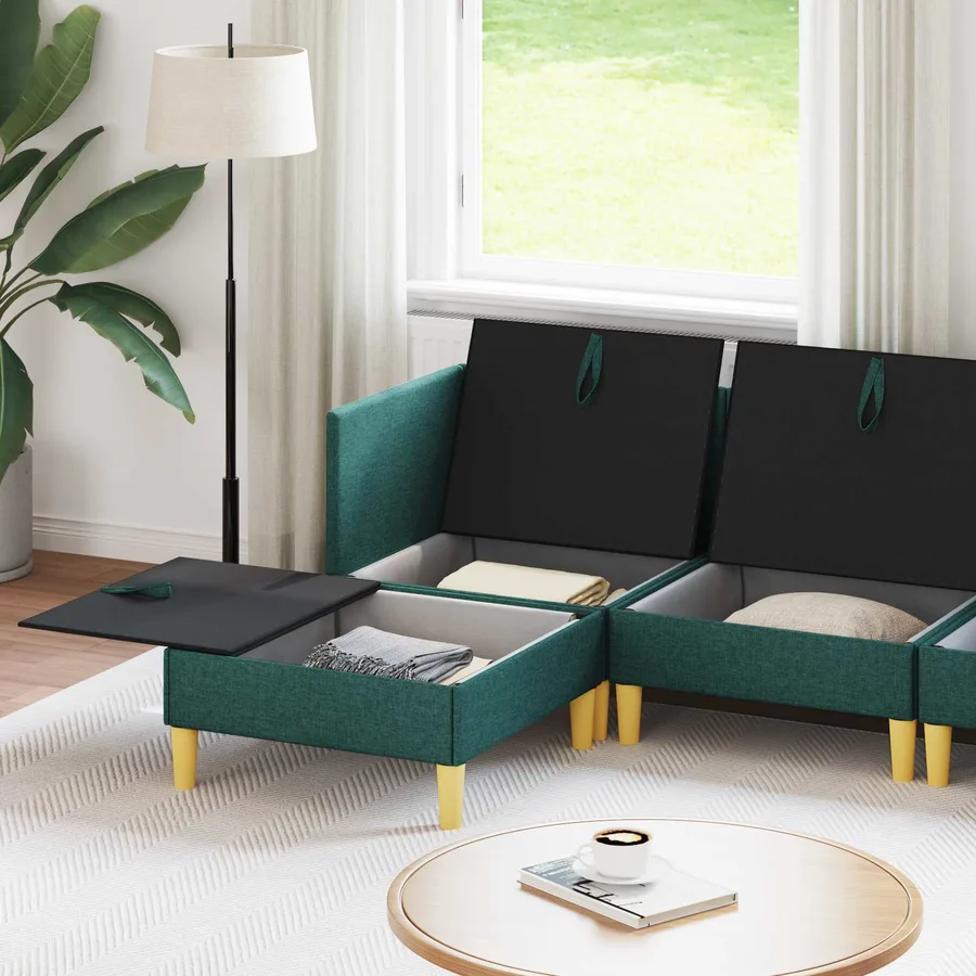 Canapé modulaire avec rangement 6 pcs Vert foncé Tissu - 3