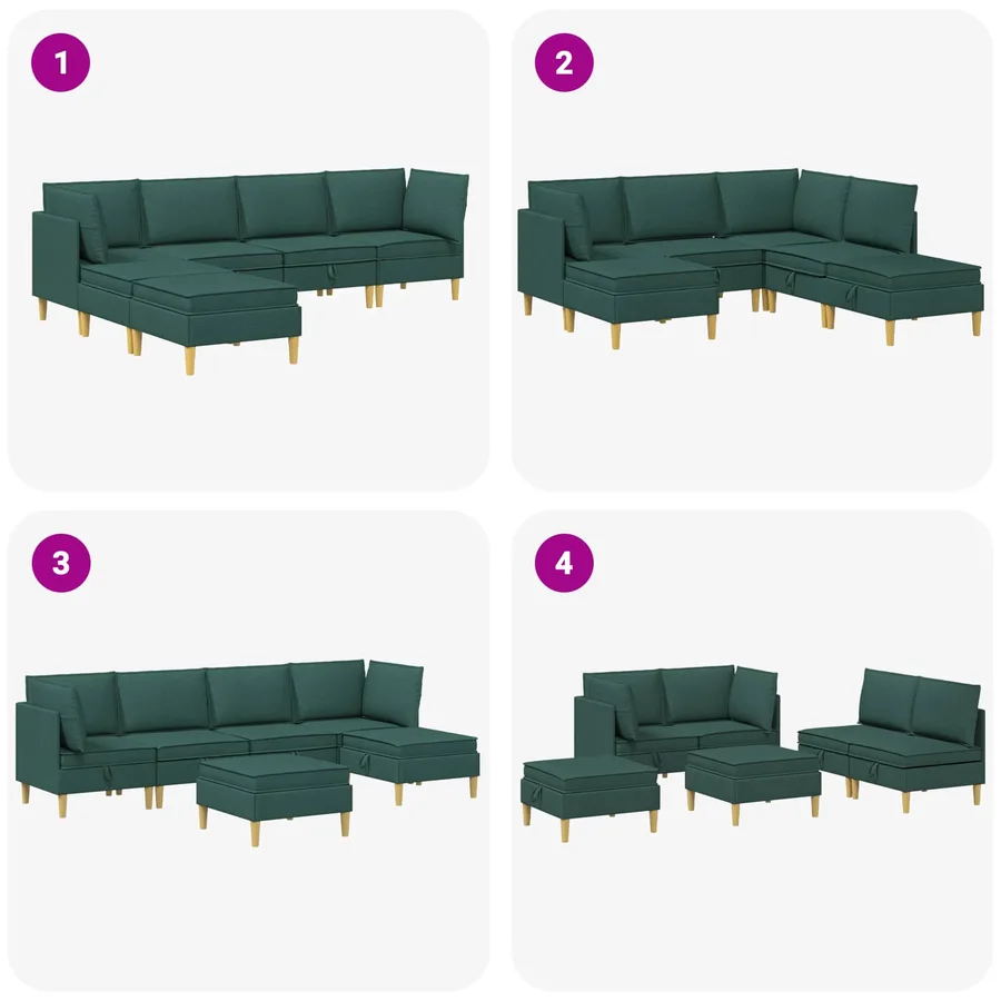 Canapé modulaire avec rangement 6 pcs Vert foncé Tissu - 9