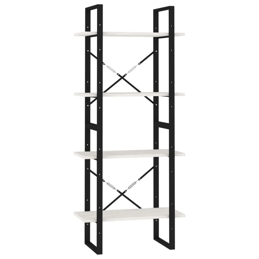Bibliothèque à 4 niveaux Blanc 60x30x140 cm Bois de pin massif - 2