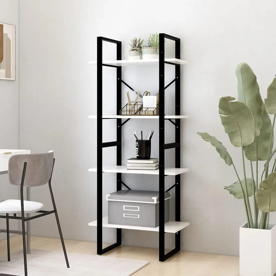 Bibliothèque à 4 niveaux Blanc 60x30x140 cm Bois de pin massif - 3