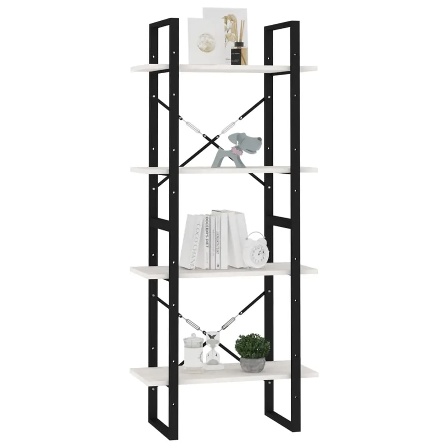Bibliothèque à 4 niveaux Blanc 60x30x140 cm Bois de pin massif - 4