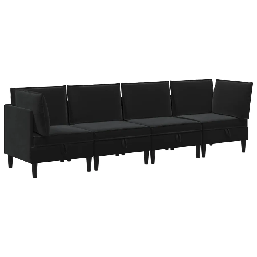 Ensemble de meubles pour le salon 4 pcs Noir Velours - 2