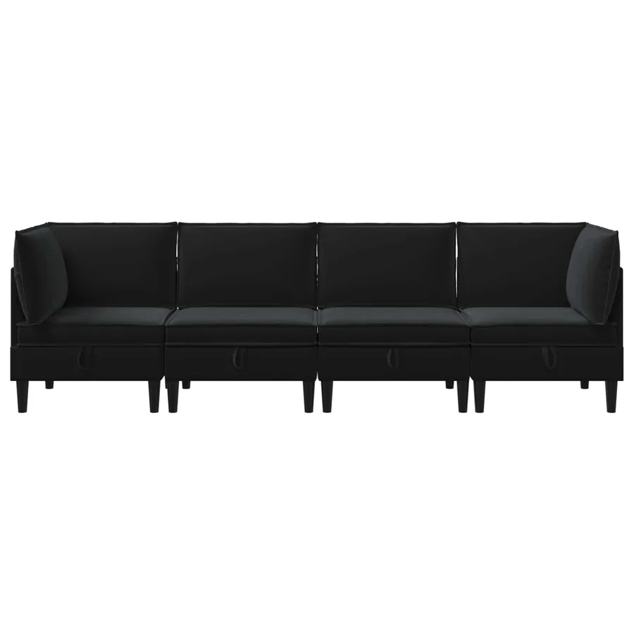 Ensemble de meubles pour le salon 4 pcs Noir Velours - 7