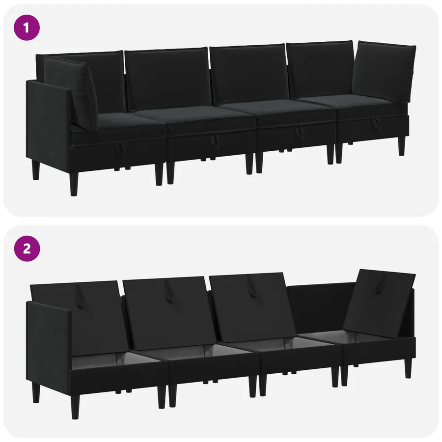 Ensemble de meubles pour le salon 4 pcs Noir Velours - 9