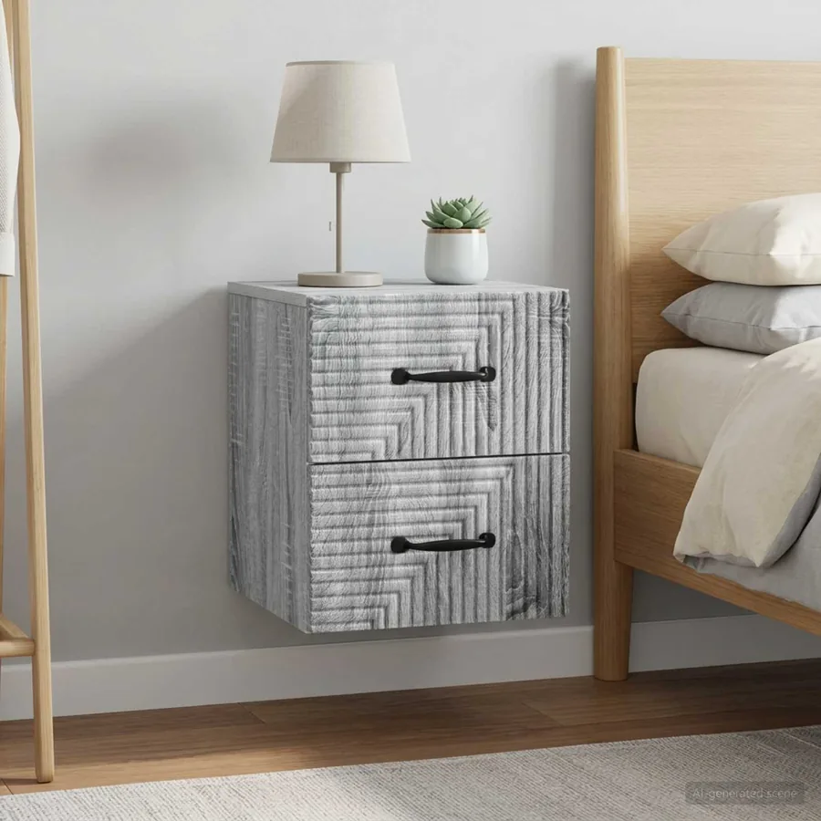 Cabinet de chevet mural 2 pcs Sonoma gris 34,5 x 33 x 40 cm