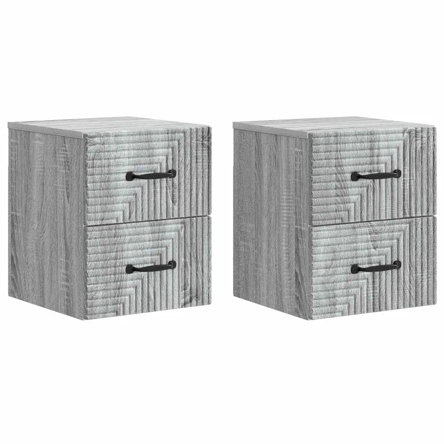 Cabinet de chevet mural 2 pcs Sonoma gris 34,5 x 33 x 40 cm - 2