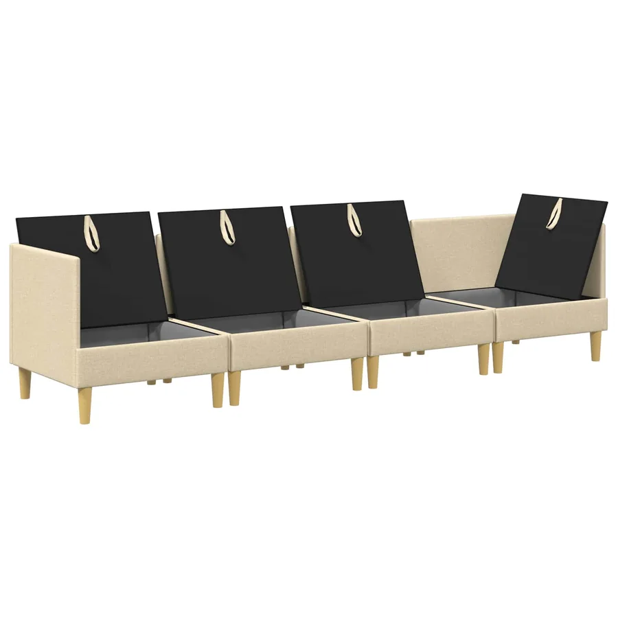 Canapé modulaire avec rangement 4 pcs Crème Tissu - 6