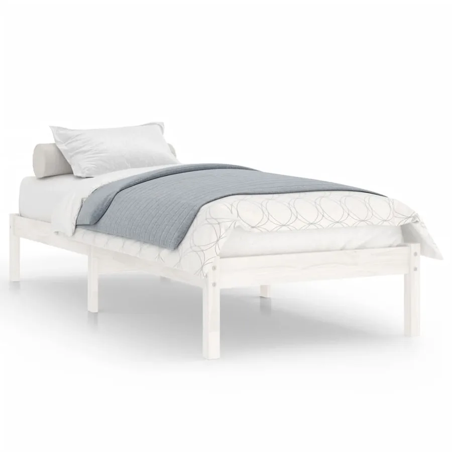 Cadre de lit sans matelas blanc bois massif 90x200 cm - 2