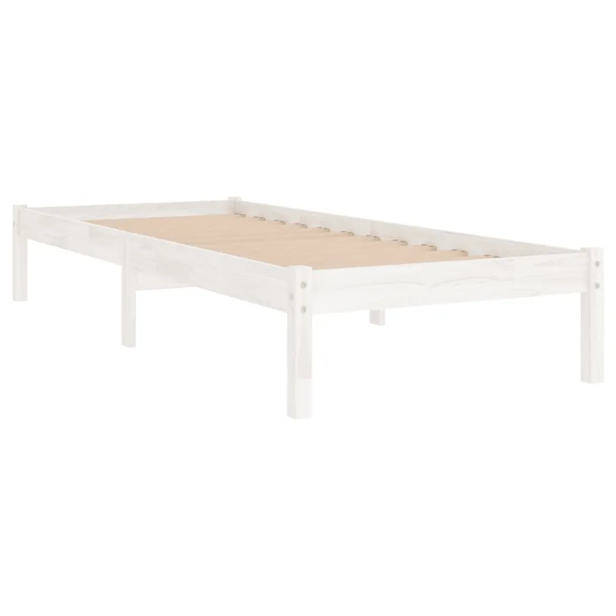 Cadre de lit sans matelas blanc bois massif 90x200 cm - 3