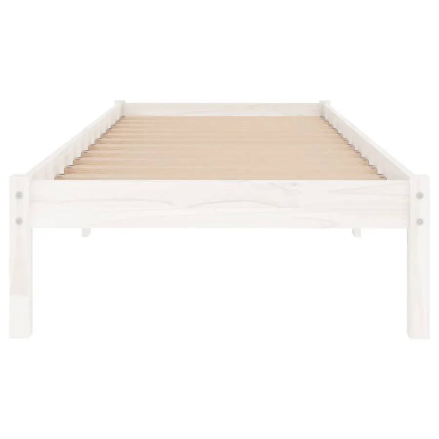 Cadre de lit sans matelas blanc bois massif 90x200 cm - 4