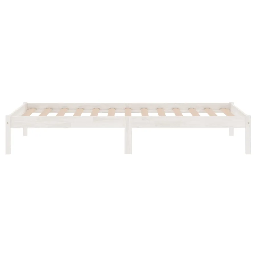 Cadre de lit sans matelas blanc bois massif 90x200 cm - 5