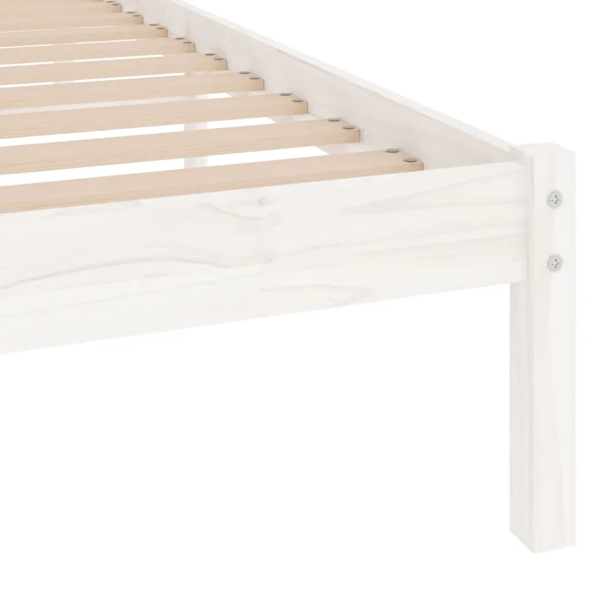 Cadre de lit sans matelas blanc bois massif 90x200 cm - 6